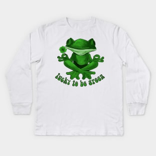 Lucky to be Green Irish Frog Kids Long Sleeve T-Shirt